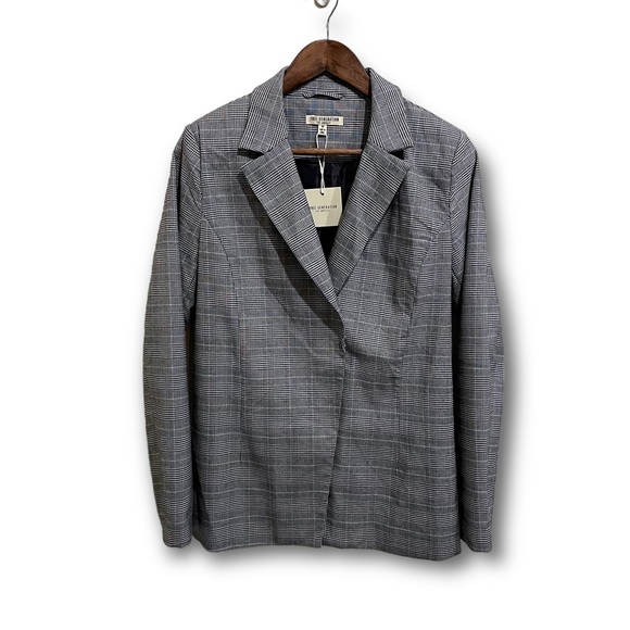 Free Generation Los Angeles Womens Checkered Snap Front Blazer Grey Size Medium - Picture 1 of 7